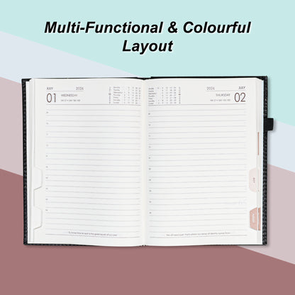 A5 2026 Dated Diary | Premium Black Leather Finish | Compact Executive Planner for Office & Corporate Gifts