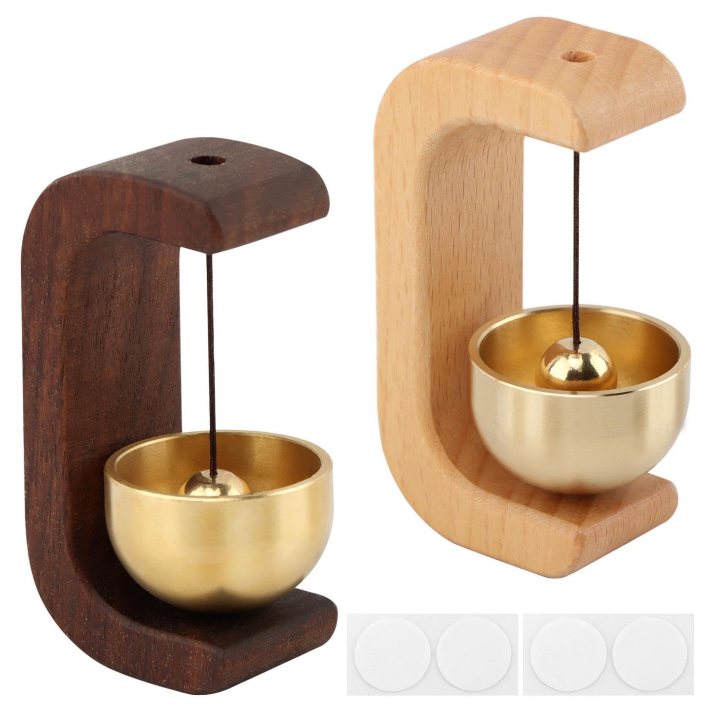 Minimalist Wooden Brass Desk Bell | Japanese Zen Door Bell for Home, Office & Meditation