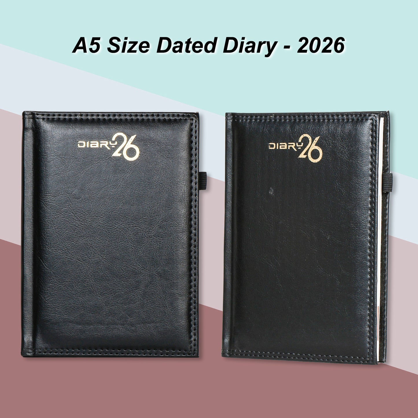 A5 2026 Dated Diary | Premium Black Leather Finish | Compact Executive Planner for Office & Corporate Gifts