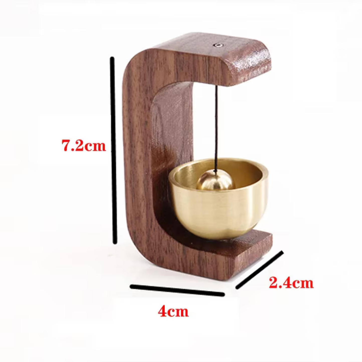 Minimalist Wooden Brass Desk Bell | Japanese Zen Door Bell for Home, Office & Meditation