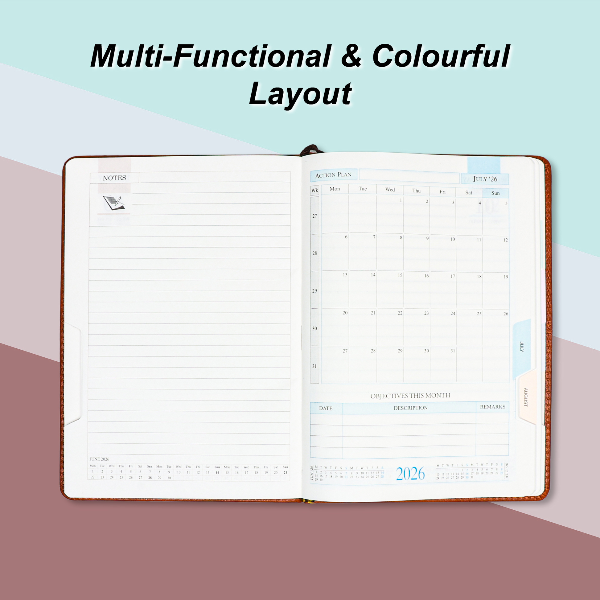 2026 Personalized Brown Leather Diary with Designer Magnetic Lock | Custom Name Engraved Executive Planner | Premium Corporate Gift Diary