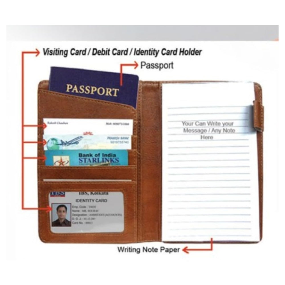 CrownLit Travel Organizer with Passport and Card Holders, Notepad, 7 Slots, Soft PU Material, 6.9 x 4.5 inches