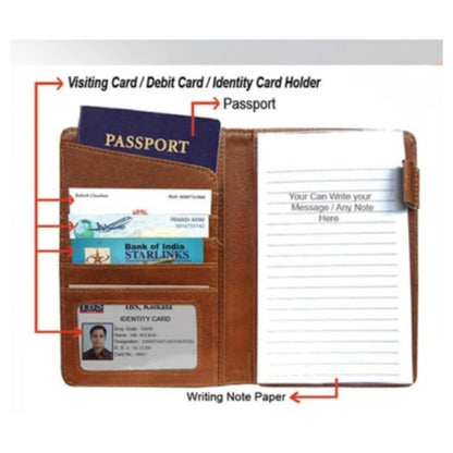 CrownLit Travel Organizer with Passport and Card Holders, Notepad, 7 Slots, Soft PU Material, 6.9 x 4.5 inches