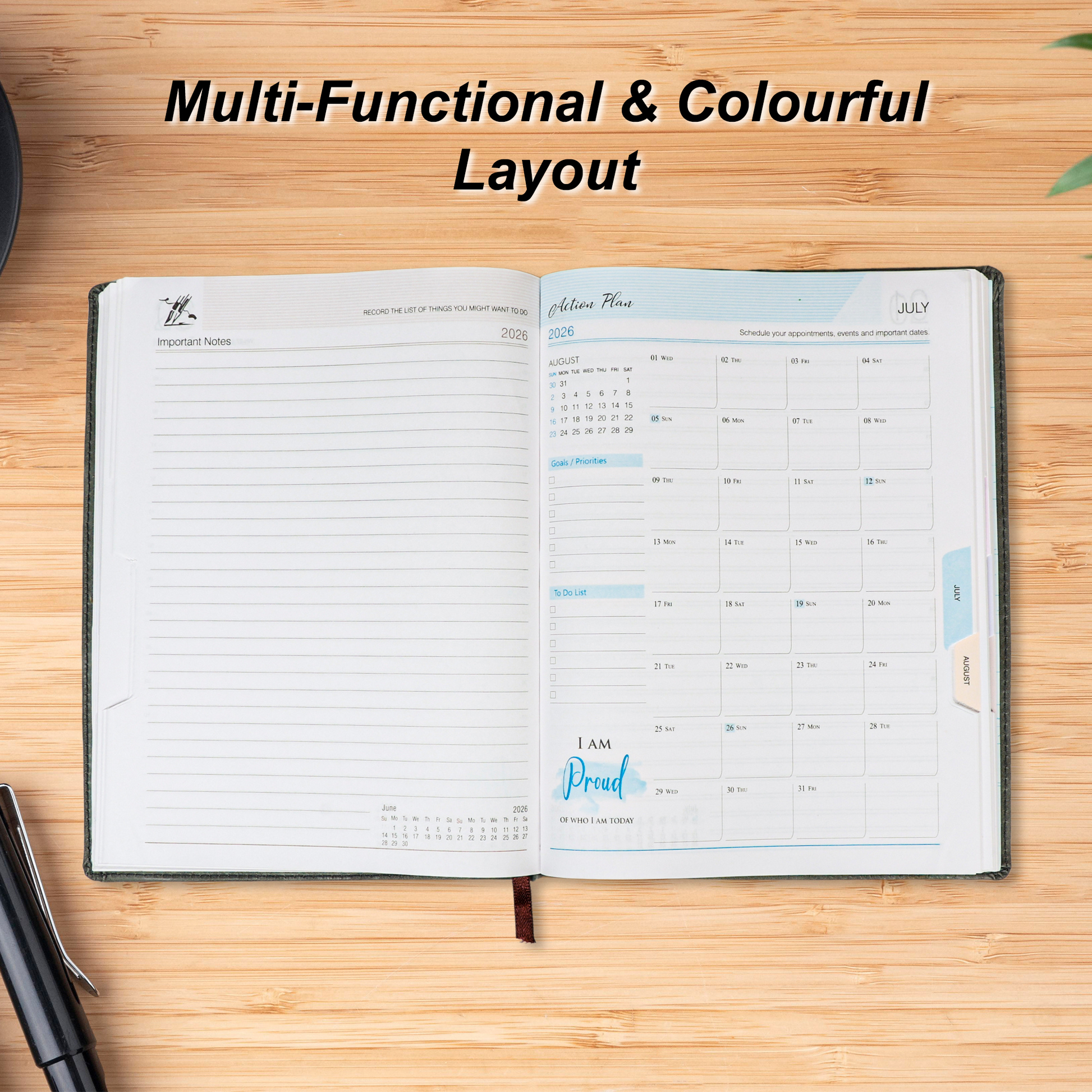 Grey Joy Inspirational Diary with Personalized Name | Premium Leather Finish | Motivational Journal | Customizable Corporate Gift Notebook