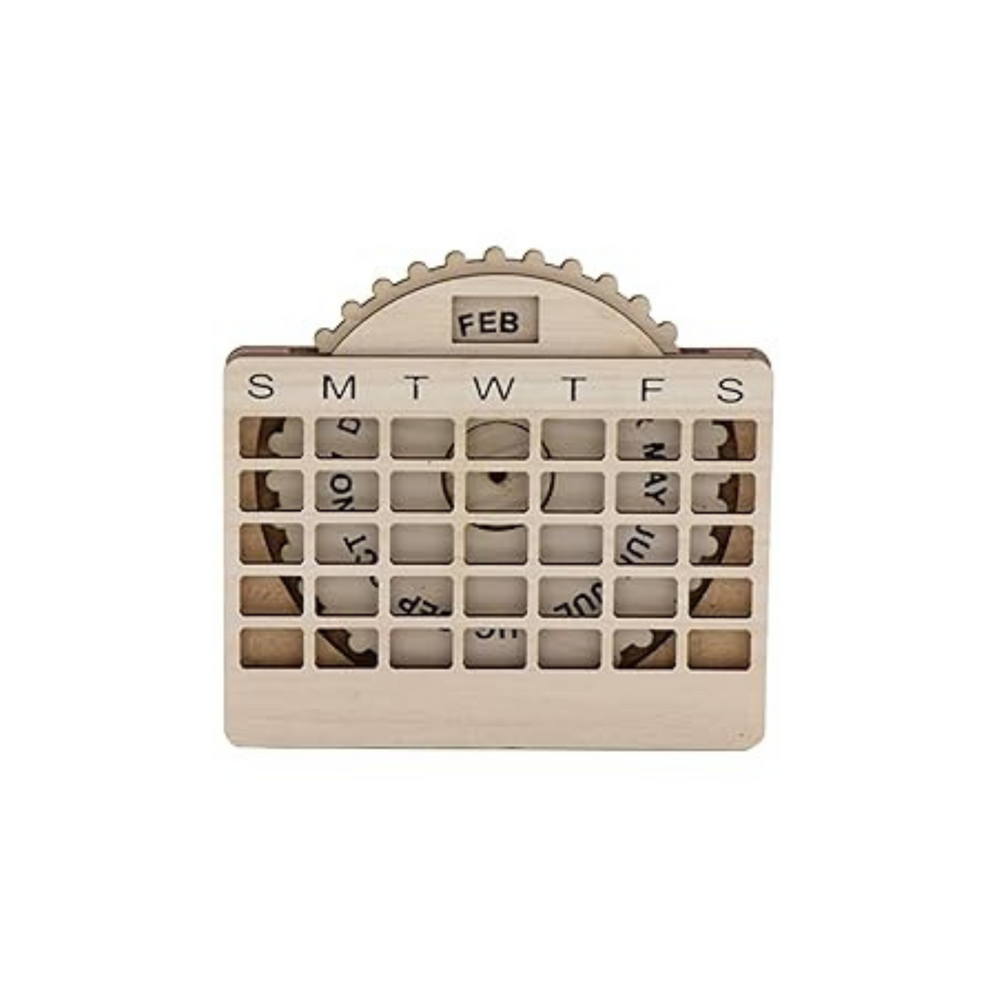 Personalized Desk Calendar with Name Plate, Lifetime Calendar Organiser, Black and Beige