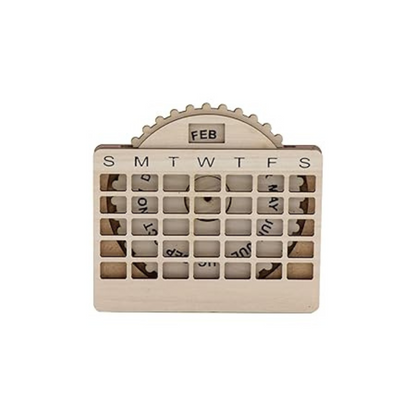 Personalized Desk Calendar with Name Plate, Lifetime Calendar Organiser, Black and Beige