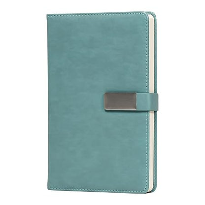 Personalized Magnetic Diary with Name Plate, Cyan PU Leather Cover, Hardbound, A5 size