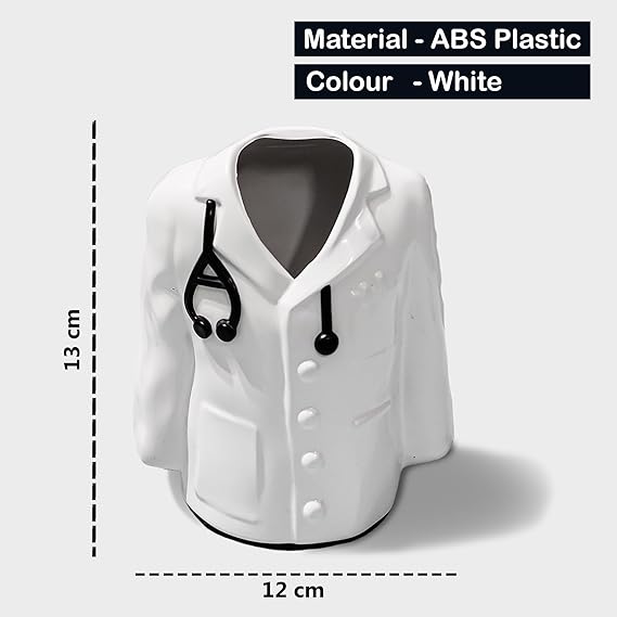 Doctor's Lab Coat Pen Stand, Personalized White ABS Plastic, 13 x 12 cm