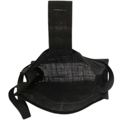 Jute Shoulder Bag with Front Pocket, Pack of 2, Black and Beige, Long Handle, Spacious Design