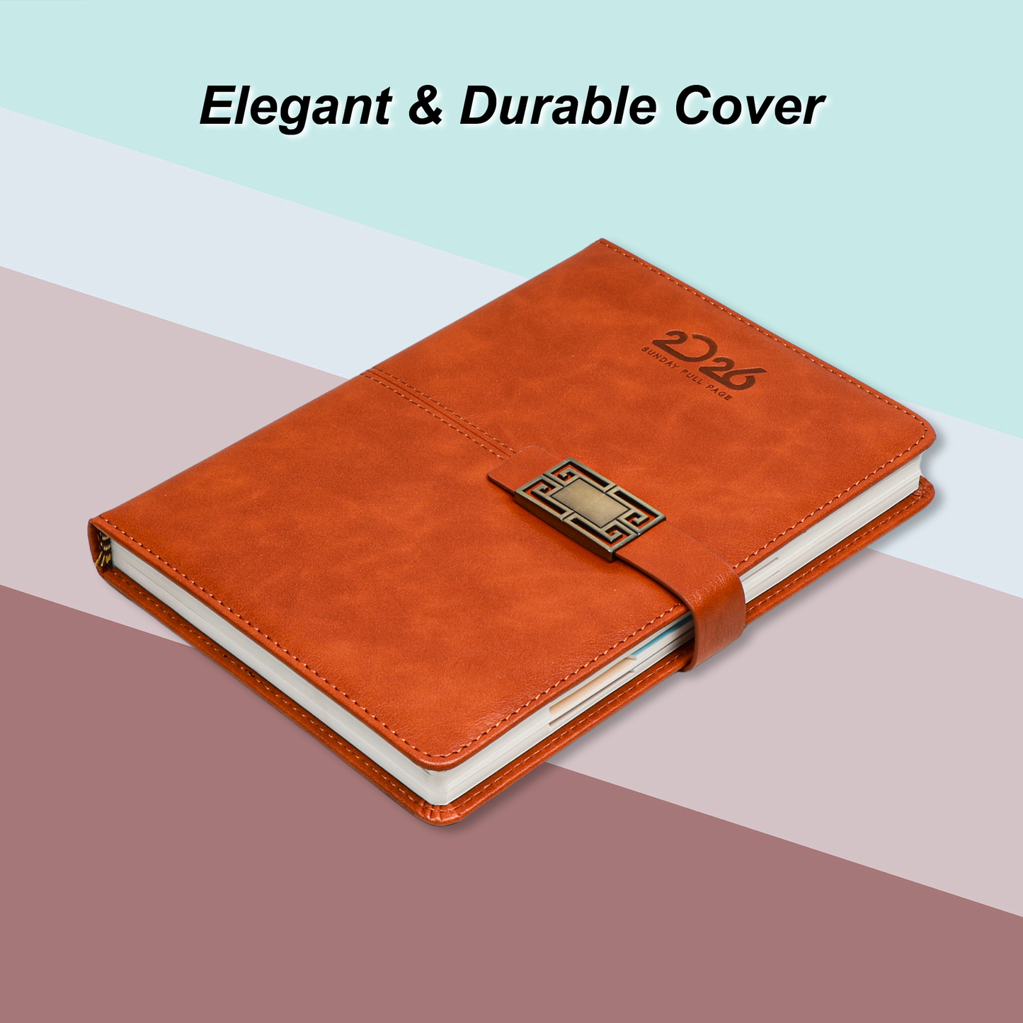 2026 Personalized Brown Leather Diary with Designer Magnetic Lock | Custom Name Engraved Executive Planner | Premium Corporate Gift Diary