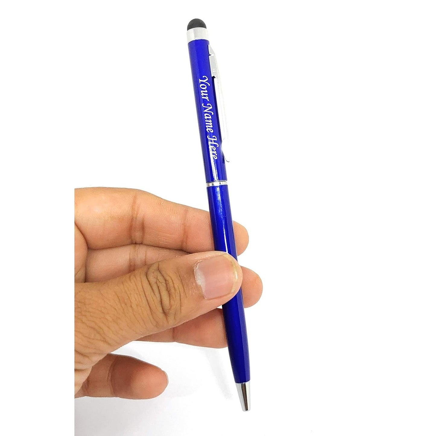 Blue Metal Pen with Stylus & Wooden Box