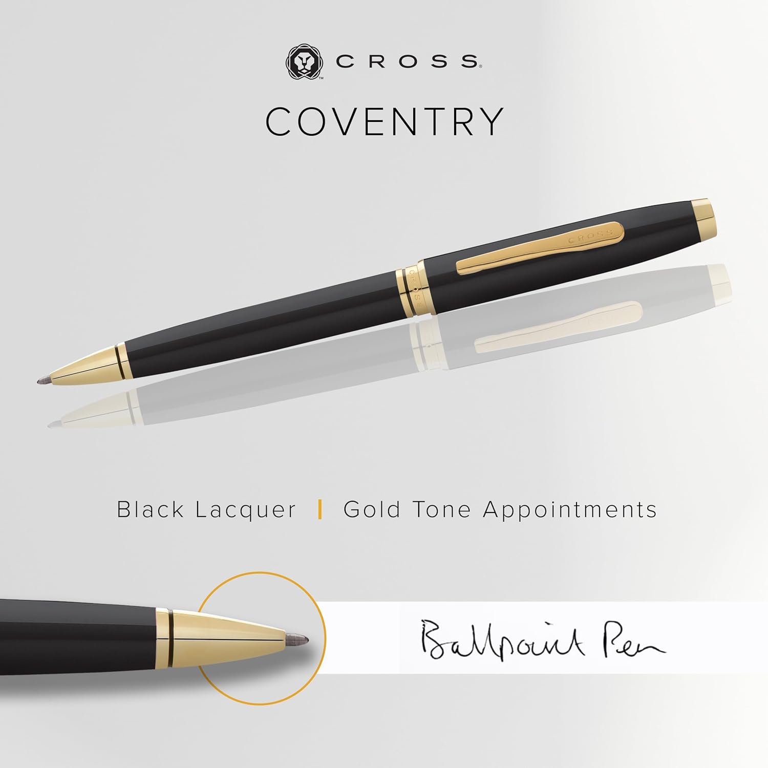 Cross Coventry AT0662-11 Ballpoint Pen – Black Lacquer with Gold Tone Accents