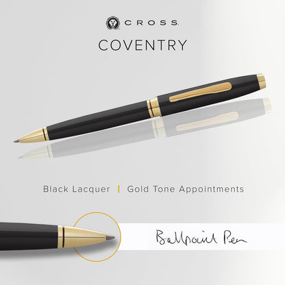 Cross Coventry AT0662-11 Ballpoint Pen – Black Lacquer with Gold Tone Accents