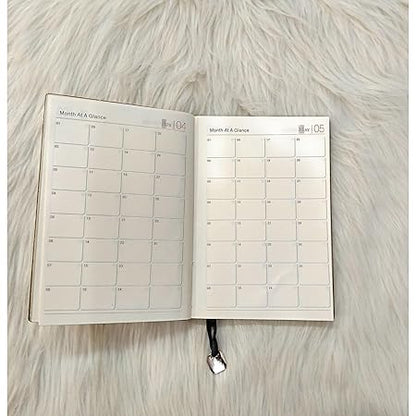 A5 Dual-Colour Monthly Planner Diary with Metal Bookmark, Softbound Cover, Brown and Grey