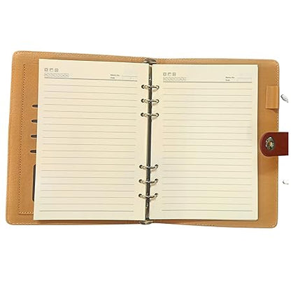 Personalized Leather Desk Organizer Diary with Magnetic Lock, Brown, Name Engraving Option