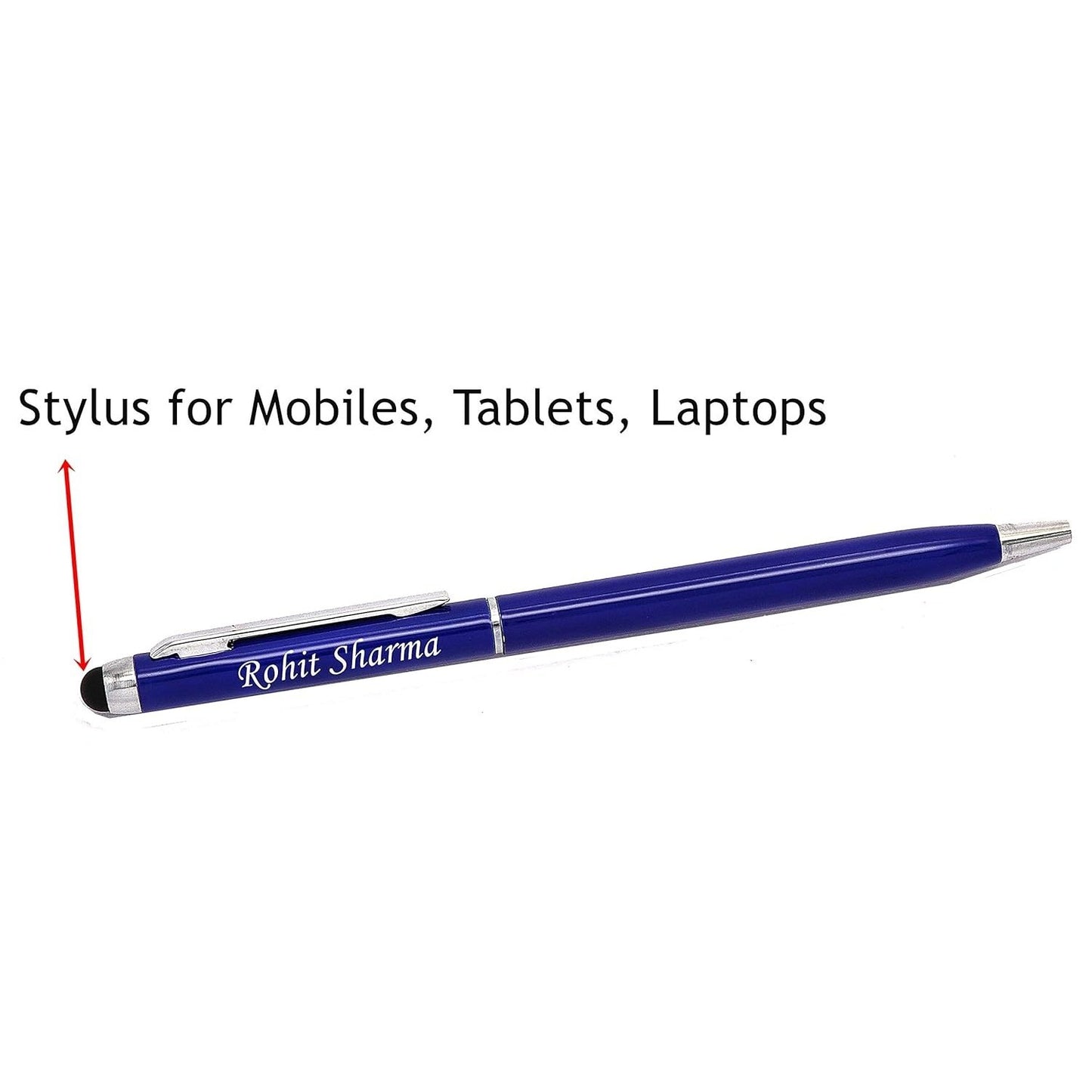 Blue Metal Pen with Stylus & Wooden Box