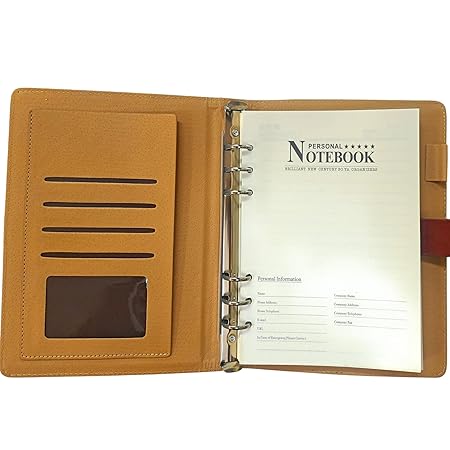 Personalized Leather Desk Organizer Diary with Magnetic Lock, Brown, Name Engraving Option