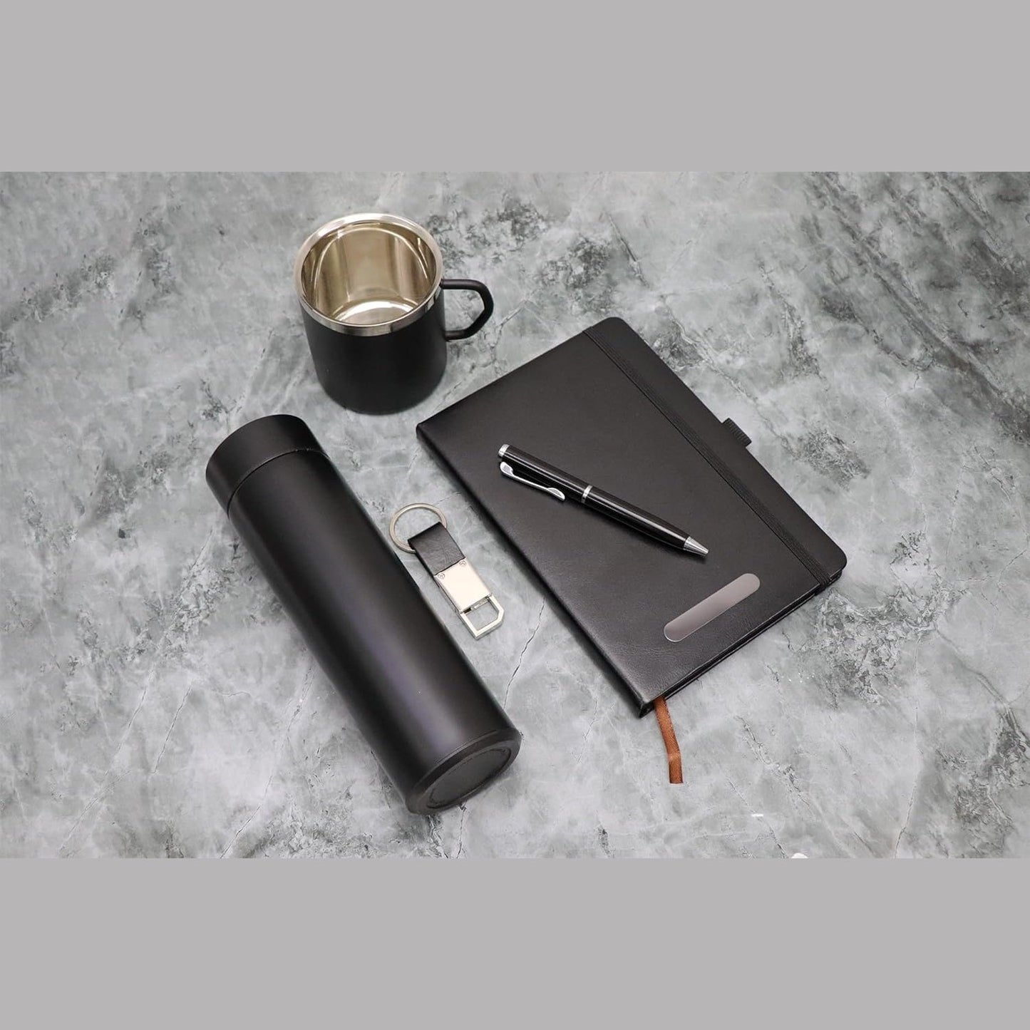 5 in 1 Diary, Metal Pen, Steel Keychain, Stainless Steel Waterbottle & Stainless Steel Coffee Mug