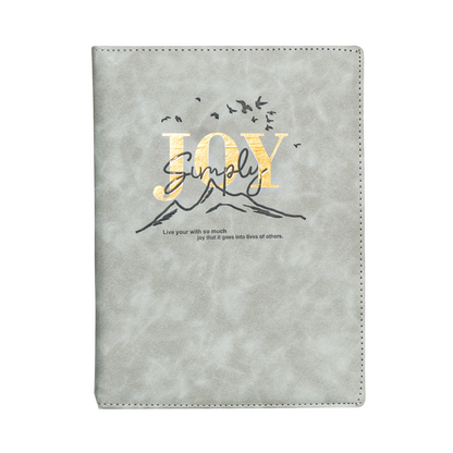 Grey Joy Inspirational Diary with Personalized Name | Premium Leather Finish | Motivational Journal | Customizable Corporate Gift Notebook