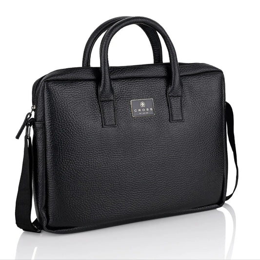Cross Alfred Black Briefcase Laptop Bag | 14" Premium Leather Office & Travel Bag | Executive Cross Bag