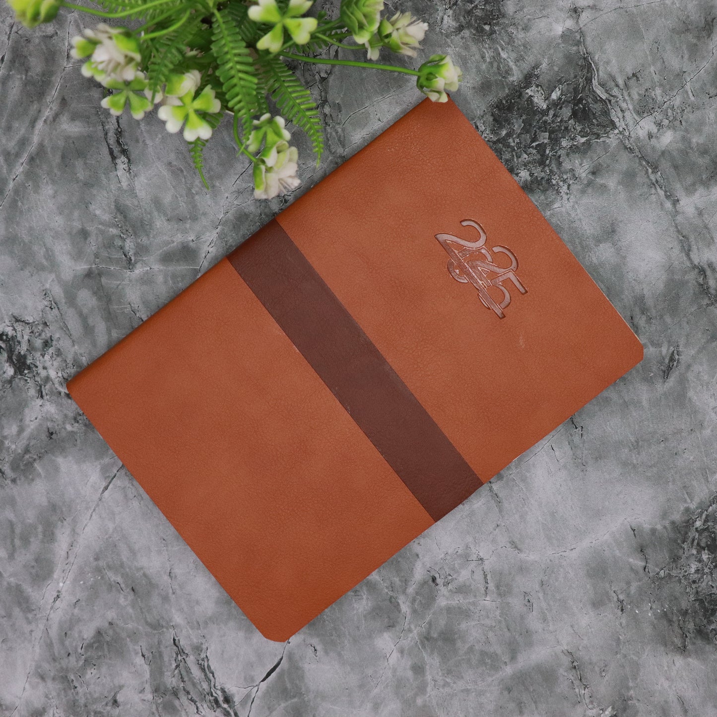 Crownlit Cutomised 2025 Dated Brown Diary with Magnetic Lock, Customizable Name / Logo, 365 Pages