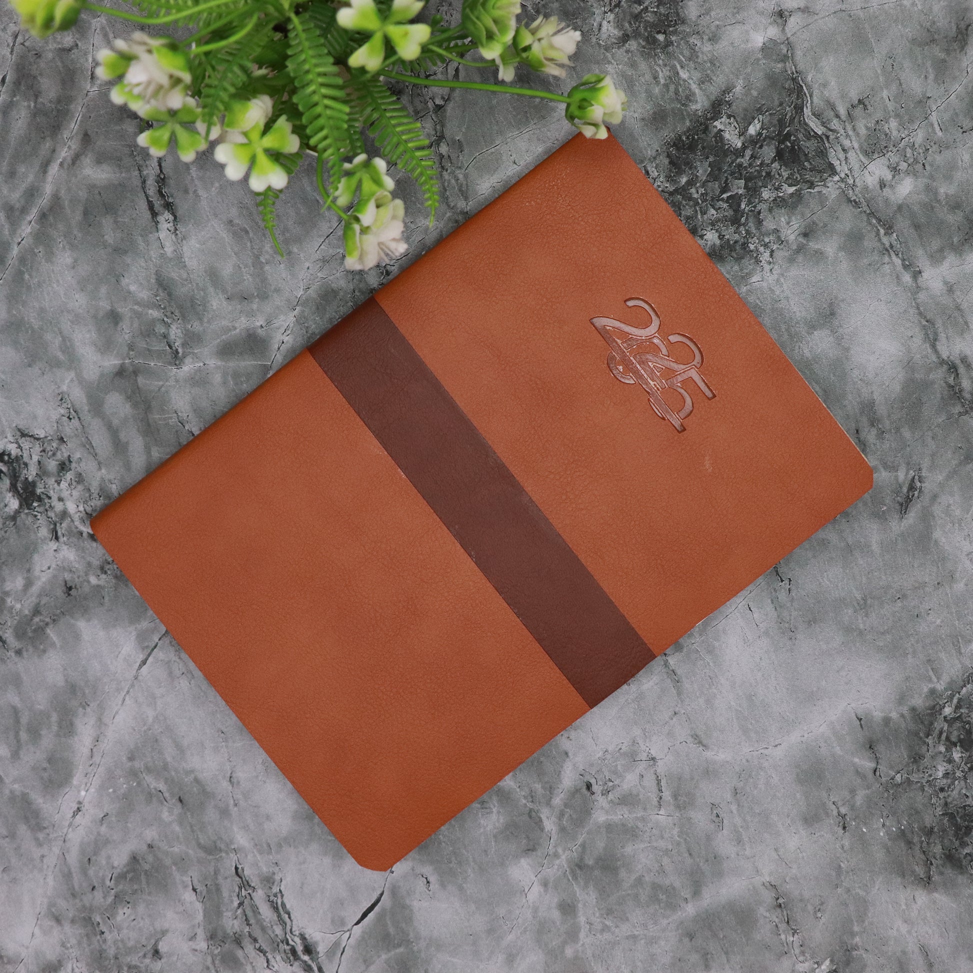 Crownlit Cutomised 2025 Dated Brown Diary with Magnetic Lock, Customizable Name / Logo, 365 Pages