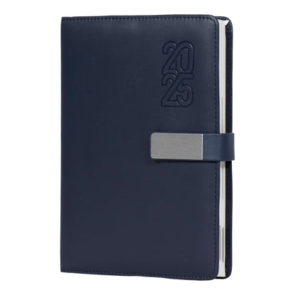 Crownlit Personalized 2025 A5 Dated Diary, 12 Months, 365 Pages, Hardbound Cover, Fabric, Metal Lock, Pen Holder