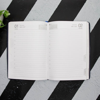 Crownlit Personalized 2025 A5 Dated Diary, 12 Months, 365 Pages, Hardbound Cover, Fabric, Metal Lock, Pen Holder