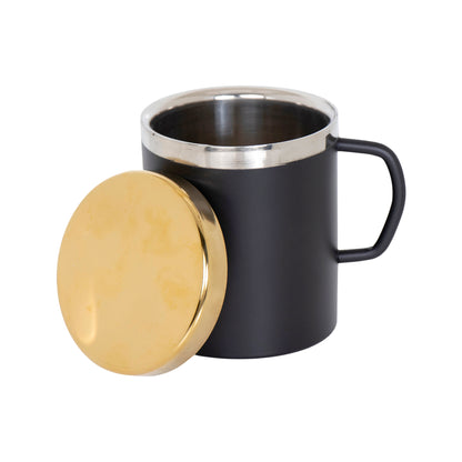 Personalized 6-in-1 Combo Gift Set with 500ml Steel Bottle, Coffee Mug, Mobile Stand, Ball Pen, Keychain, A5 Diary, Black/Gold