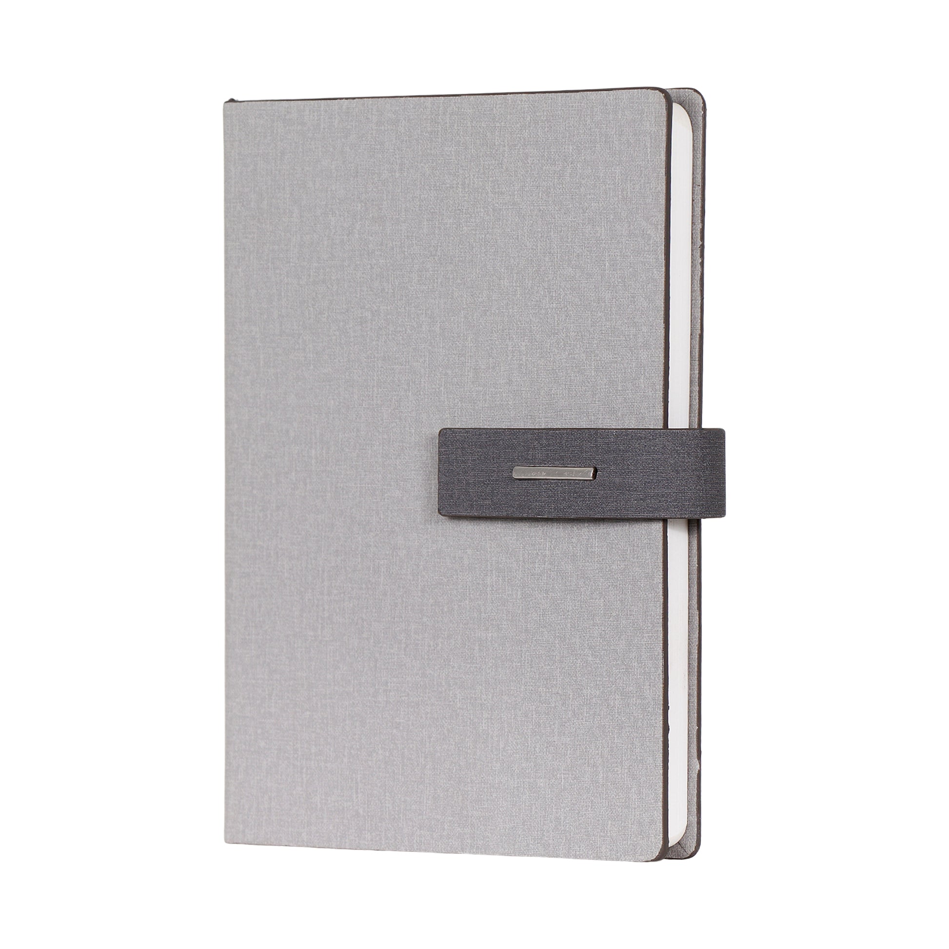 CrownLit A5 Grey Hardbound Diary with Lock, Pen Holder, Month Planner, Metal Bookmark, 21 x 15 cm