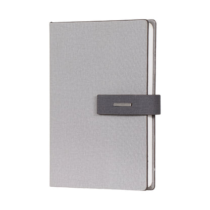 CrownLit A5 Grey Hardbound Diary with Lock, Pen Holder, Month Planner, Metal Bookmark, 21 x 15 cm