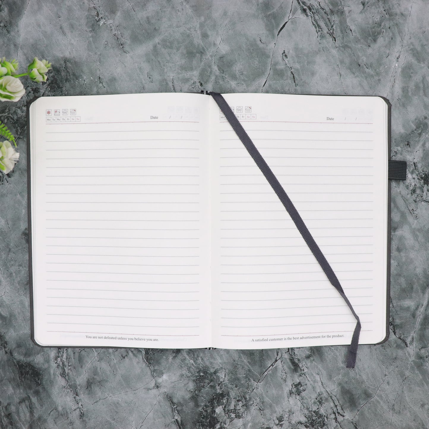 CrownLit A5 Grey Diary Notebook with Pen Design, Hardbound Cover, 162 Ruled Pages, Monthly Planner, Pen Holder, Elastic Closure. 21 x 15 cm