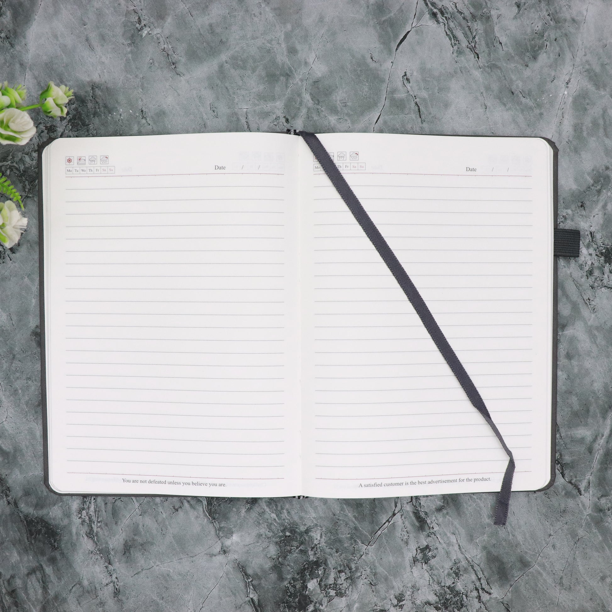 CrownLit A5 Grey Diary Notebook with Pen Design, Hardbound Cover, 162 Ruled Pages, Monthly Planner, Pen Holder, Elastic Closure. 21 x 15 cm