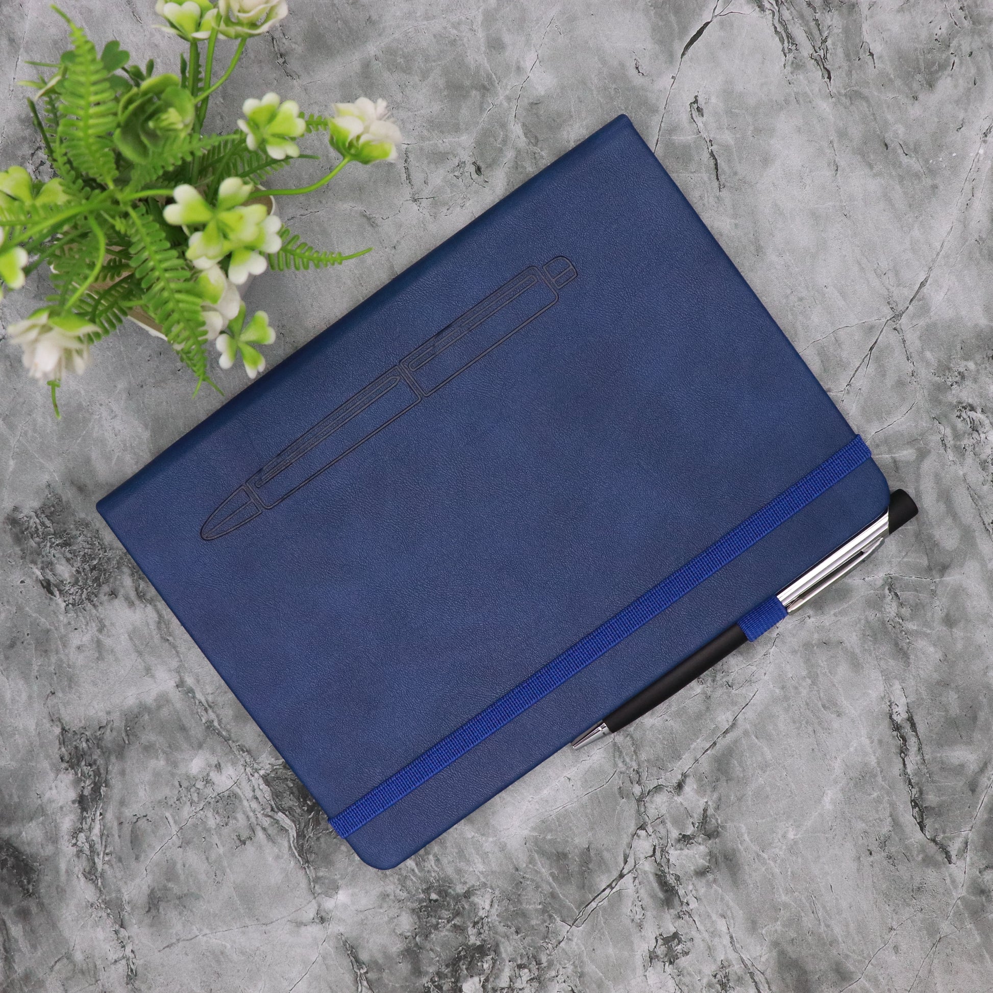 CrownLit Personalized Blue A5 Notebook Diary for Office, Unique Design Pen Etched