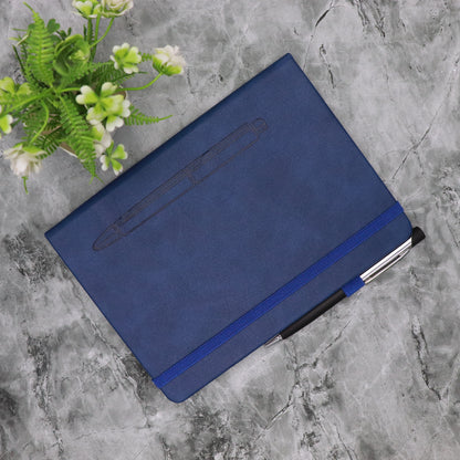 CrownLit Personalized Blue A5 Notebook Diary for Office, Unique Design Pen Etched