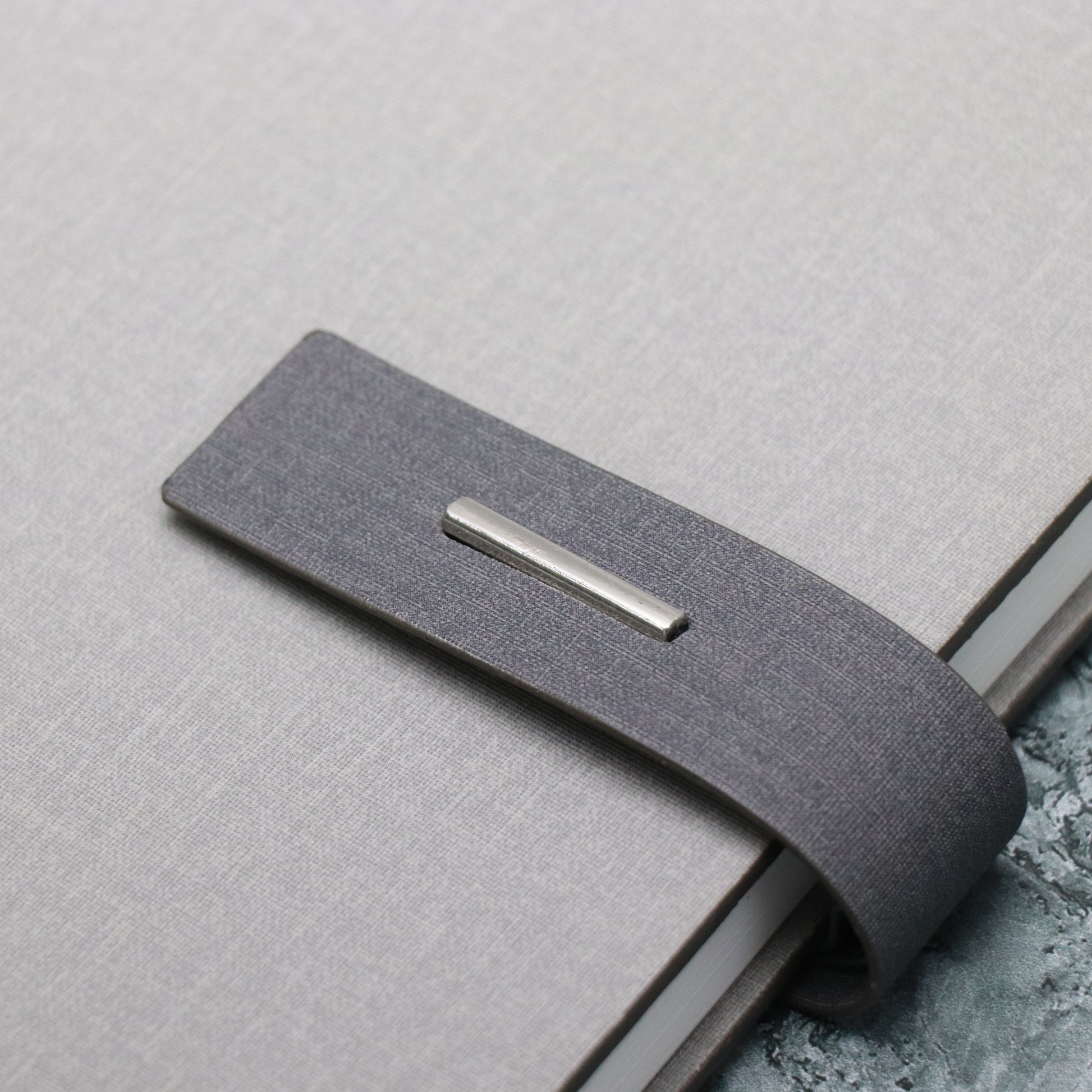 CrownLit A5 Grey Hardbound Diary with Lock, Pen Holder, Month Planner, Metal Bookmark, 21 x 15 cm