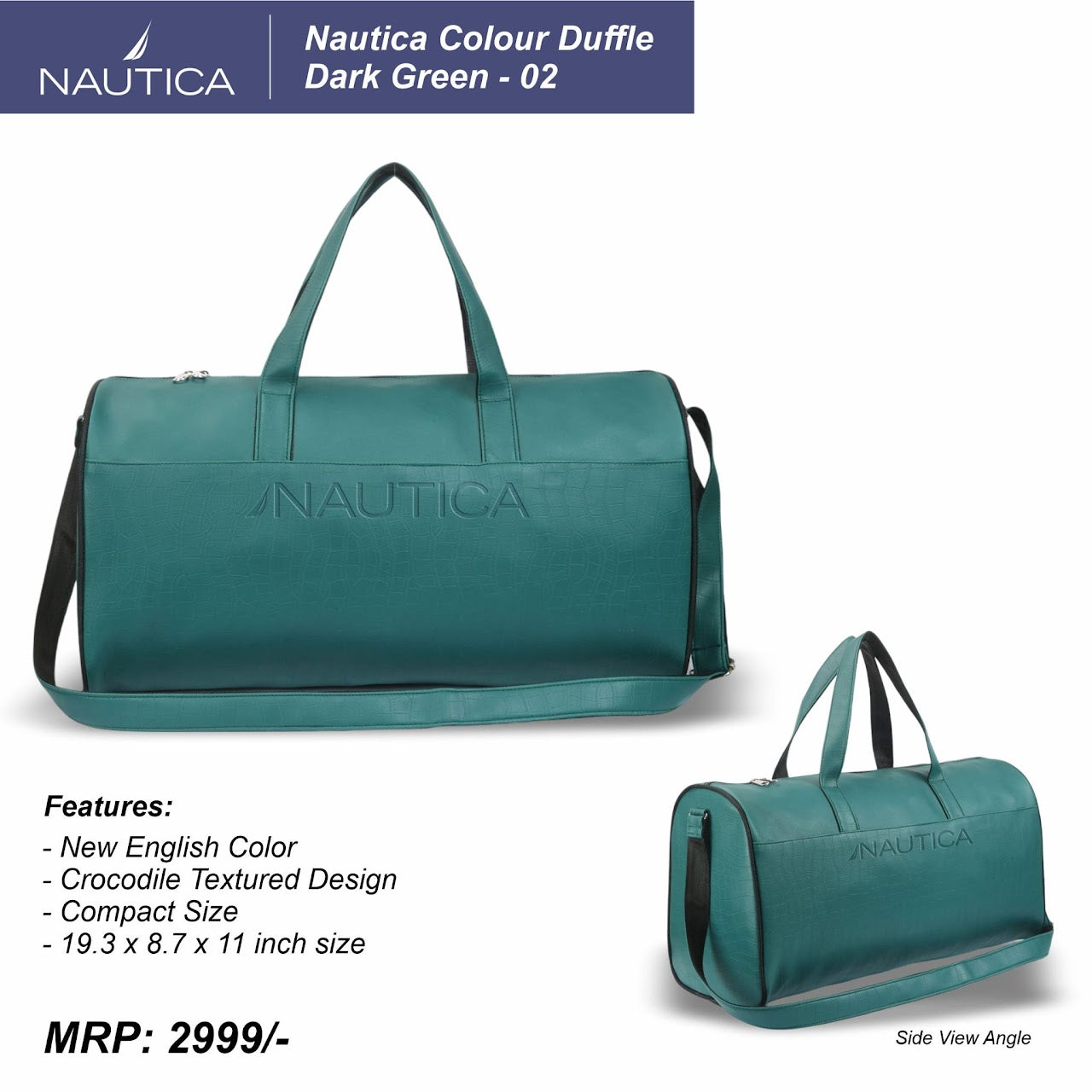 Personalized DUFFLE Bag Dark Green Nautica.