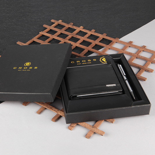 Cross Bi-Fold Wallet with Baily Black Pen – Elegant Gift Set for Men