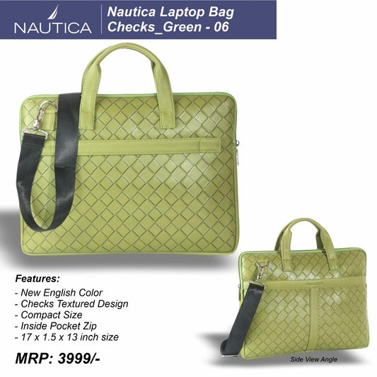 Nautica Check Green Laptop Bag