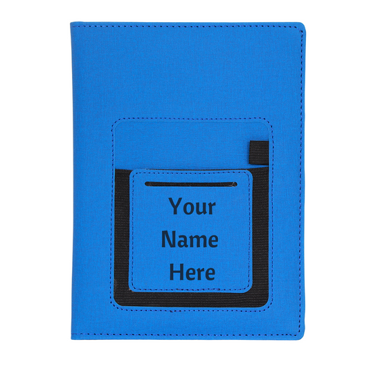 Personalized Pouch Diary with Metal Pen Combo Set, Blue, Customizable Name