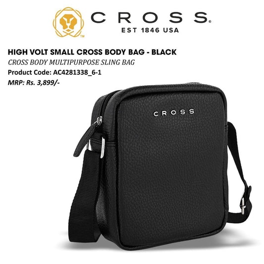 Cross High Volt Small Cross Body Bag – Black | Premium Multipurpose Sling Bag for Men & Women
