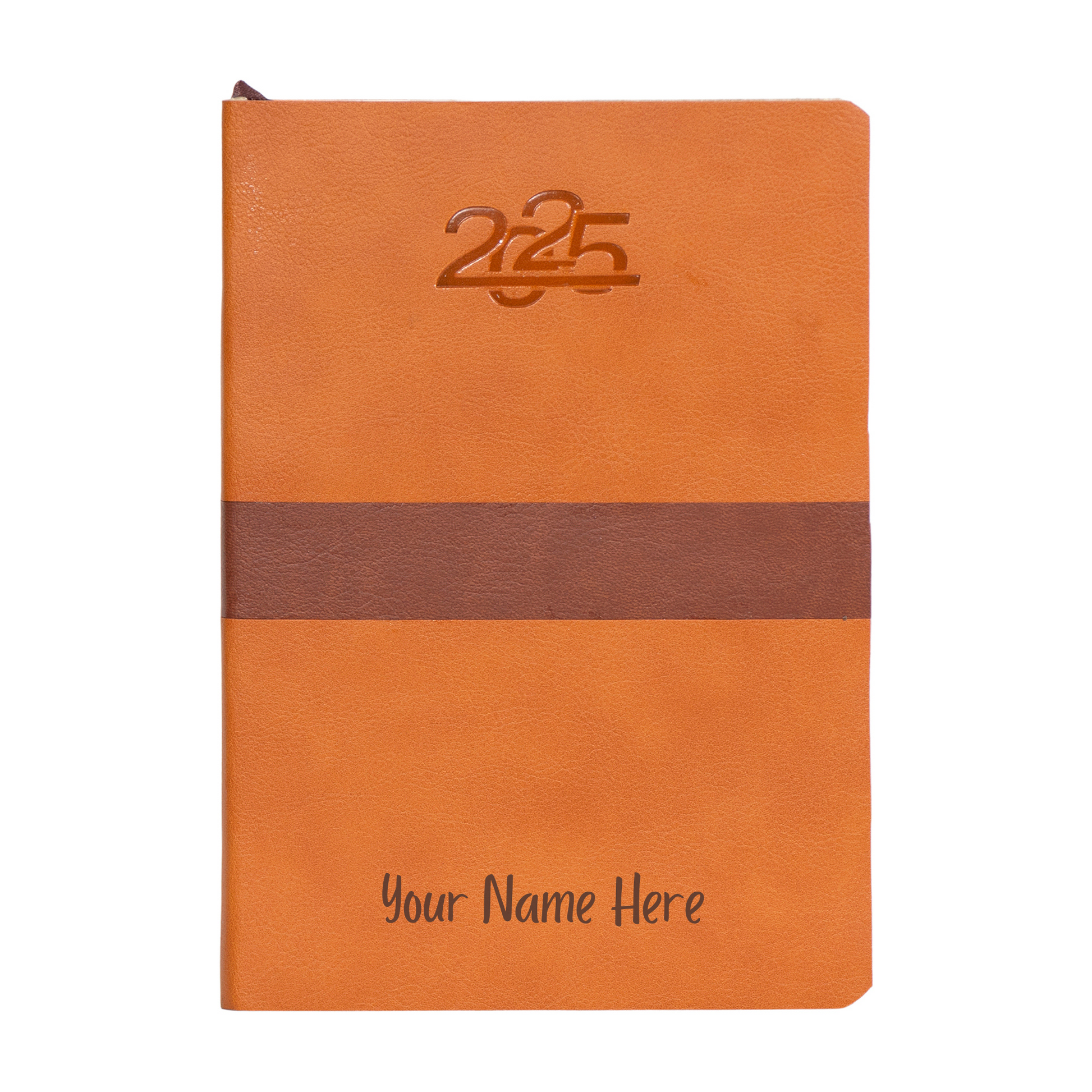 Crownlit Cutomised 2025 Dated Brown Diary with Magnetic Lock, Customizable Name / Logo, 365 Pages
