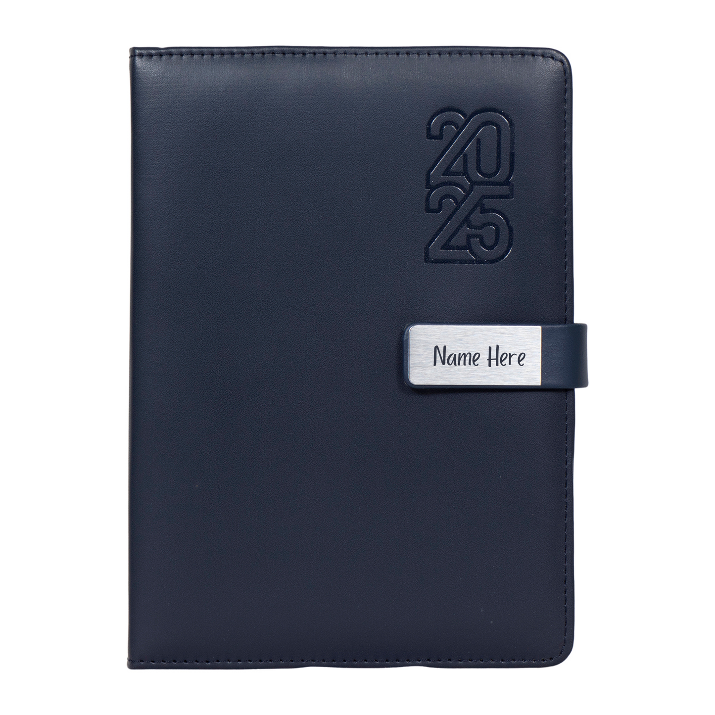 Crownlit Personalised 2025 Diary with Magnetic Lock, Customizable Name, 365 Pages, Blue 21 x 15