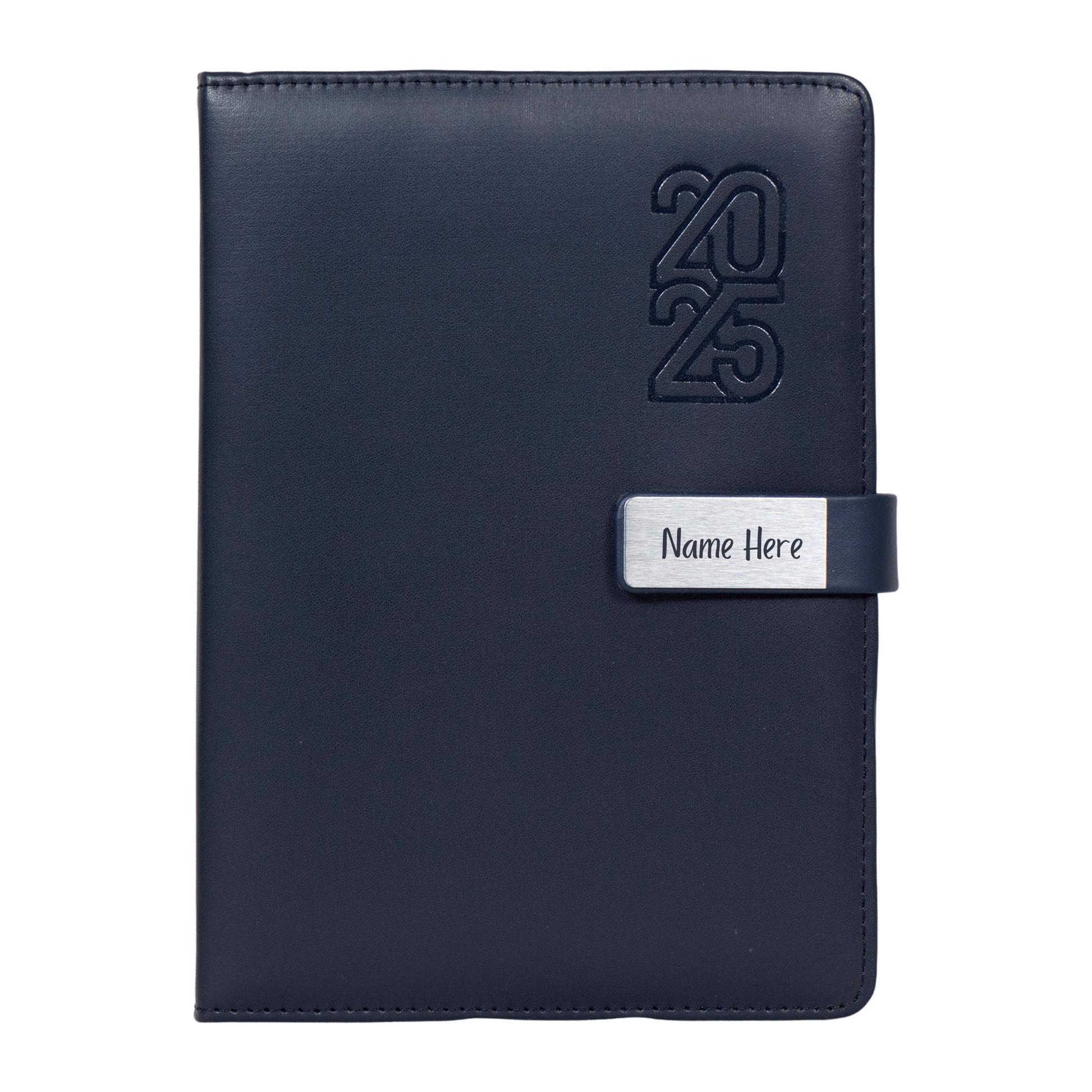 Crownlit Personalised 2025 Diary with Magnetic Lock, Customizable Name, 365 Pages, Blue 21 x 15