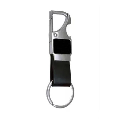 Personalised Metal Keychain with Bottle Opener, Pack of 10, Black Leather Loop, 10 cm x 3.3 cmz