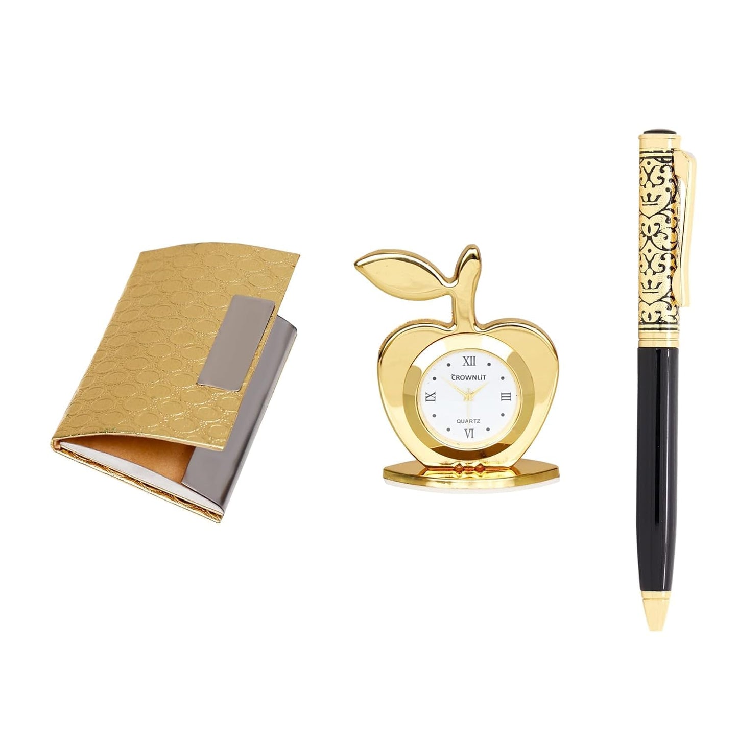 Golden Gift Set (Pen, Cardholder, Table Clock)