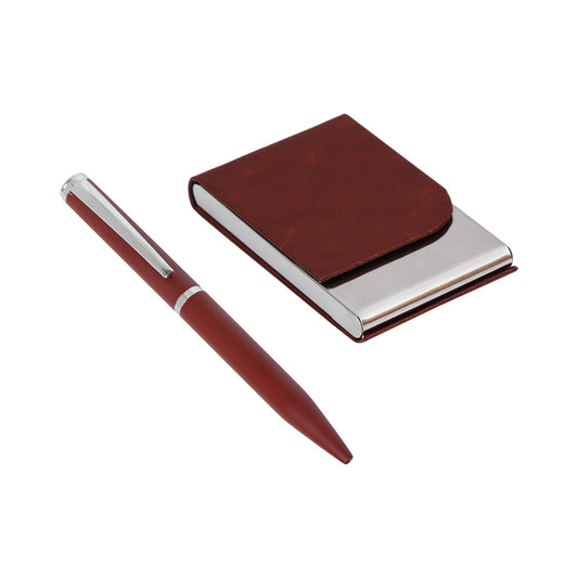 Leather Cardholder & Pen Set