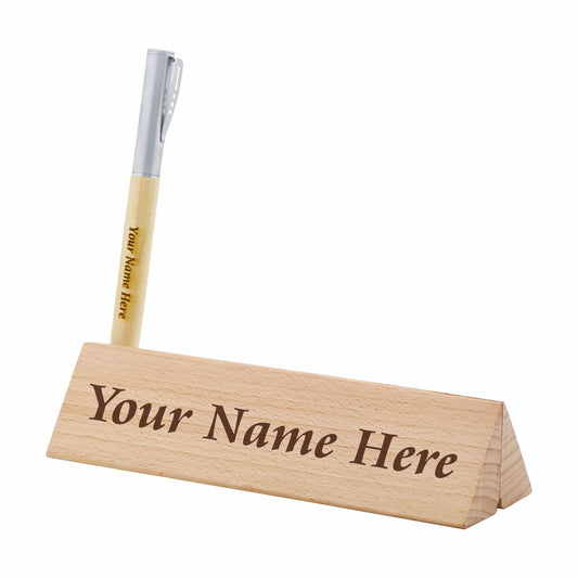 Desk Name Plate with Wooden Gel Pen
