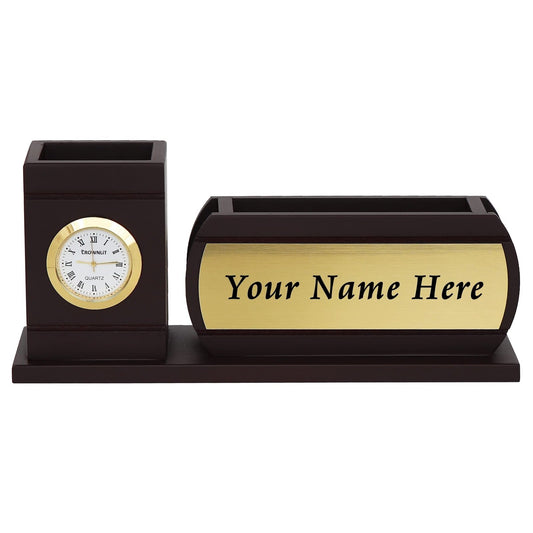 Personalised Desk Organizer with Table Clock