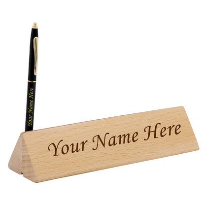 Desk Name Plate with Slim Metal Pen